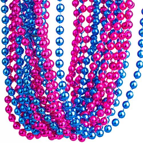 Qyler Baby Gender Reveal Beads Pink and Blue 5mm Round 30" for Baby Shower Announcement Party Set of 40