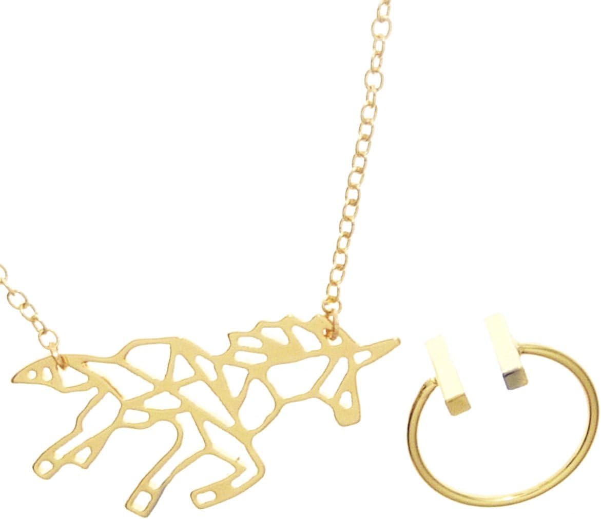 Toki Geometric Unicorn Necklace Jewelry Set