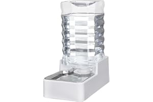 Sfozstra 9L Automatic Dog and Cat Water Dispenser with Stainless Steel Bowl Gravity Waterer,Large Capacity and Drinking,100% BPA-Free,Suitable for Medium and Large-Sized Cats and Dogs (White, 9L)