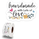 Calyders 500 PCS Cute Handmade with Lots of Love Thank You Stickers,Funny Small Business Envelopes Stickers for Business Packages Bags, Online Retailers Small Shop Mail Envelopes
