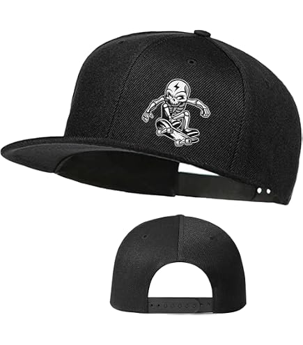 Skull Skeleton Hand Skateboard Snapback Cap for Men & Teens - Flat