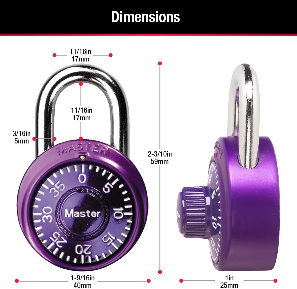 Master Lock 1533TRI Locker Lock Mini Combination Padlock, 3 Pack, Assorted Colors - Combination Padlocks - 