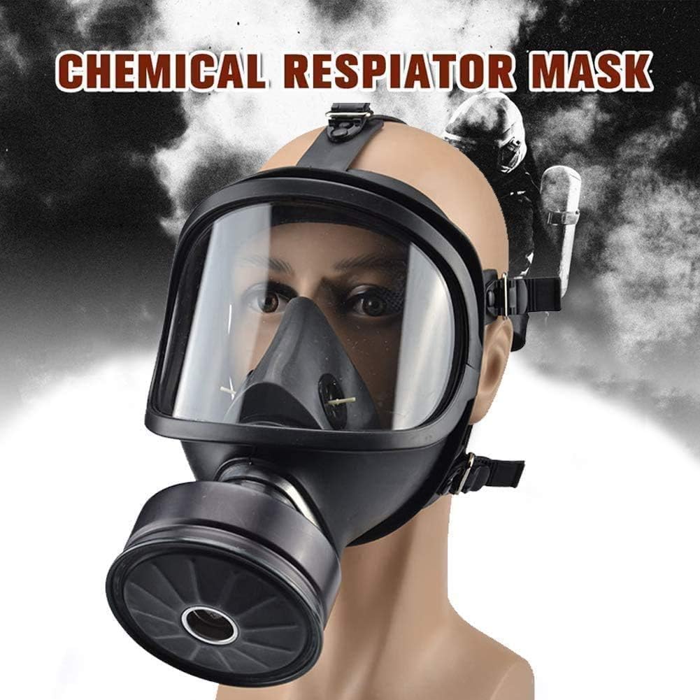 HIMFL Full Face Gas Mask (Respirator +Canister) for Military Reality Field (Black)