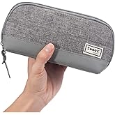 Sooez Wide-Opening Pencil Pen Case, Lightweight Spacious Pencil Bag Pouch | Box Organizer, Aesthetic Supply with Triangular Design for Adults, Grey