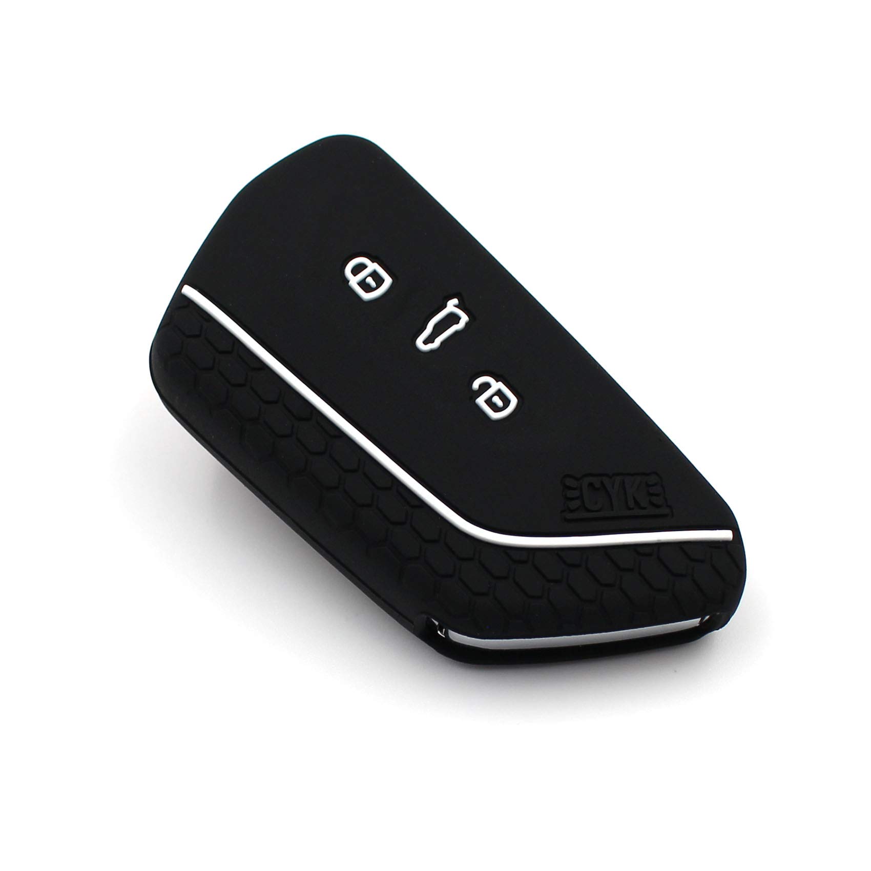 VF Key Case for 3-Button Car Key Silicon Cover Key Cover Protective Cover (Black White)