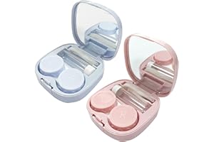 Howinn 2 Pack Cute Contact Lens Case Travel Kit, Cute Contact Case with Mirror Tweezers Remover Tool Solution Bottle for Outdoor Office Daily Use
