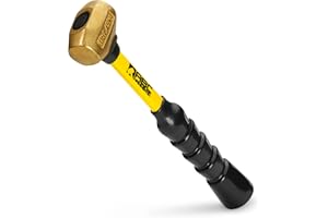 ABC HAMMERS Brass Hammer - 1 lb. USA Made Non-Sparking Hammer with 10" Fiberglass Handle & Double Faced Head - ABC1BFB