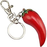 YLYSLFC Leather Chili Pepper Keychain, Red Chili Pepper Charm Keychain