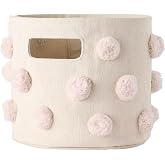 Pehr Pom Pom Basket, Mini (Blush) | 100% Cotton Canvas Storage for Nursery, Playroom &amp; Home | Decorative Organizer | 8&rdquo;D x 7&rdquo;H