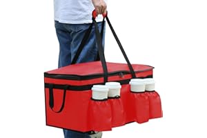 musbus Insulated Food Delivery Bag with Cup Holders/Drink Carriers Premium XXL, Great for Beverages, Grocery, Pizza, Commercial Quality Hot and Cold