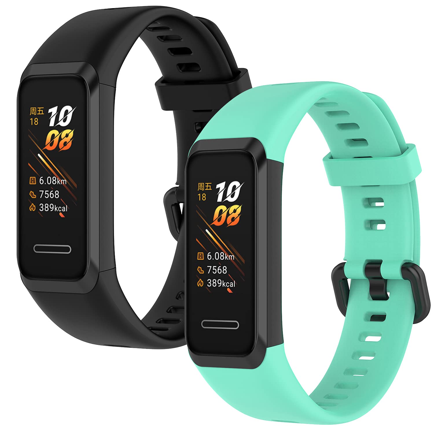 Shieranlee Watch Band Compatible with Huawei Band 4/Honor 5i - Sport, 22mm Black Silicone & TPU, Standard Design