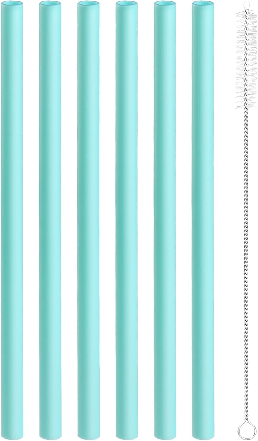 Photo 1 of 20Oz Replacement Straws Compatible with Owala SmoothSip Slider Insulated Stainless Steel Coffee Tumbler 20Oz,6 Pack Reusable PE Straws for Owala Iced Coffee Cup,with 1 Cleaning Brush,BPA-Free,Green.