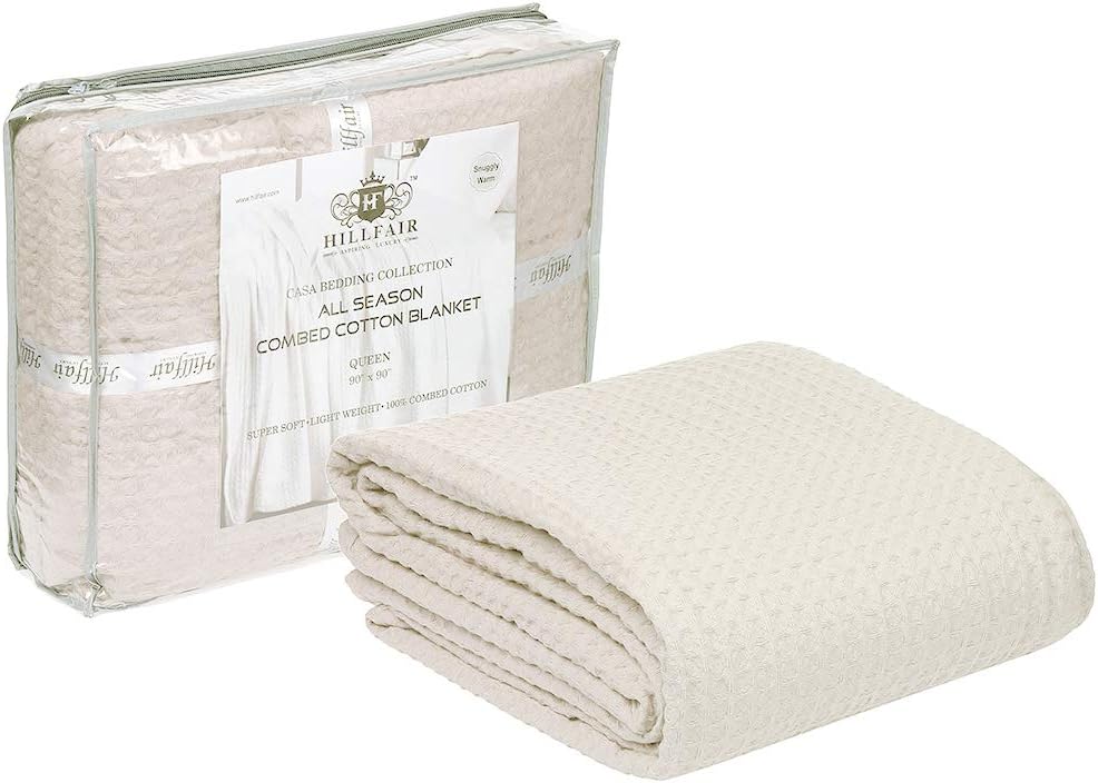 HILLFAIR 100 Combed Cotton Blanket102x108 Inch California