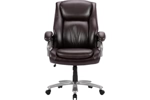 COLAMY Big and Tall Office Chair, 400lbs Capacity, Brown Faux Leather, Ergonomic Design, Adjustable