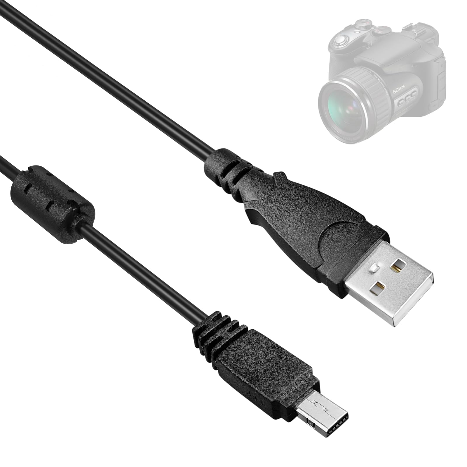 Photo 1 of Replacement USB Camera Data Charger 12pin Cable Cord Compatible with Casio Exilim EX-S10 EX-S12 EX-H10 EX-TR100 EX-TR150 EX-TR200 EX-ZR20 EX-ZR200 EX-ZR300 EX-ZR400 EX-ZR1000 EX-ZR1200 Cameras, 3.3FT