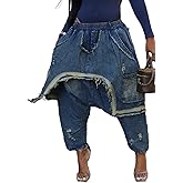 Vaceky Baggy Harem Jeans Women Dubble Layer Y2K Cargo Barrel Pants Streetwear