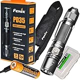 Fenix PD35 V2.0 2018 1000 Lumen Flashlight rechargeable bundle with Fenix USB Rechargeable 3500mAh li-ion Battery & EdisonBright battery carry case