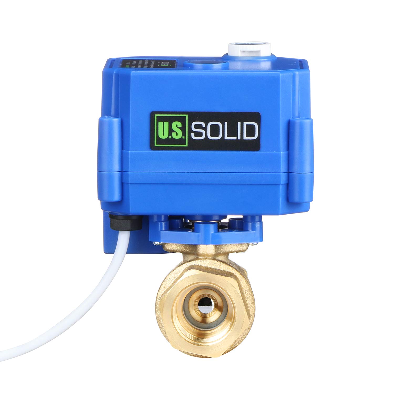 U.S. Solid Motorized Ball Valve- 1/2" Brass Ball Valve with Manual Function, Full Port, 9-24V AC/DC and 2 Wire Auto Return Setup