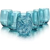 yongzhenlite Set of 6 Acrylic Wine Glasses, 20-ounce Plastic Tumbler for Party Use,BPA Free,Dishwasher Safe (Teal)