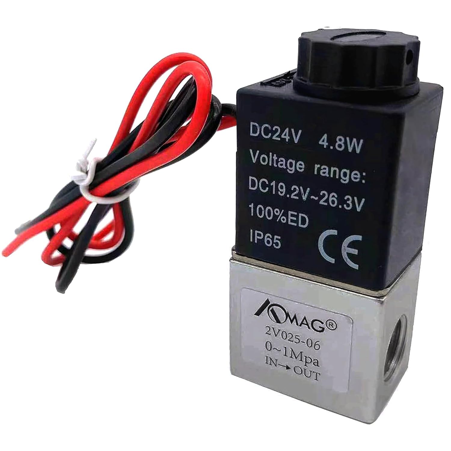 Solenoid Valve 24V for Air co2 Water 1/4 Inch BSPT 2 Way Normally Colsed Air Valve