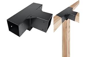 DEVALLEY 4-Way Pergola Brackets Kit, DIY Right Corner Woodwork Brackets for 4" x 4" (Actual:3.5"x3.5") Lumber for Patio Pergolas, Gazebos, Log Cabin W/Hardware (1 Pack)