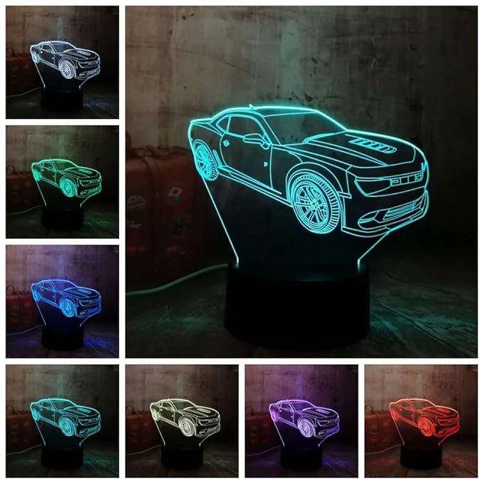 KangYD Luz 3D/Modern 3D Car Led Night Light 7 colores Change ...