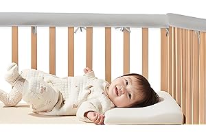 PFHPFH 3PC Soft Teething Edge&Corner Guard Strips, Crib Rail Covers,1 Long Pieces (1 Length 51 in,width7in,2 Short Pieces (Length 27.5 in,Width 7 in)-Grey