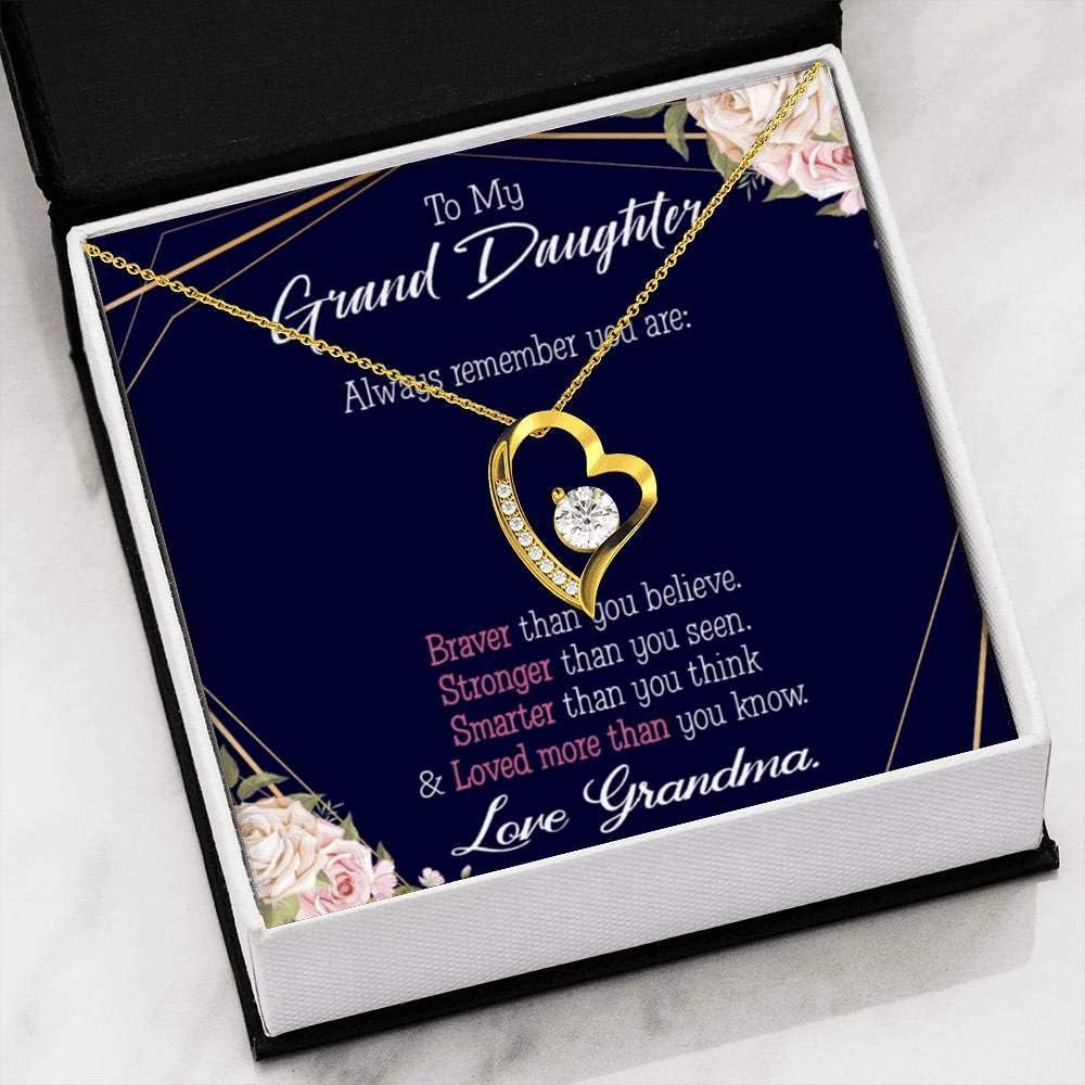Big Discount Prices Gift For Granddaughter Always Remember Granddaughter Forever Love Necklace Cz Heart Pendant Stainless Steel Or 18k Gold Clothing Cheap Sale Asbtubes Com