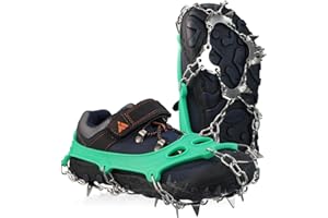 GIGGLEWAY Ice Cleats for Kids, Crampons for Hiking Boots & Shoes, Stainless Steel Anti-Slip Traction Grips, Snow Traction for Fishing, Walking, Hiking & Climbing, Toys for Boys & Girls