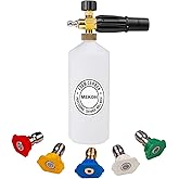 MEKOH 1 Liter Adjustable Foam Cannon Snow Foam Lance with 1/4" Quick Connector 5 Pressure Washer Nozzles for Car Detailing Cl