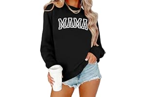 Fuyxxmer Mama Sweatshirt Women Mama Graphic Crewneck Sweatshirts Mom Gift Shirts Casual Long Sleeve Pullover Blouse Tops