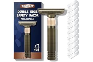 THURLADY Adjustable Safety Razors for Men, Single Blade Razor, with 10 Platinum Coated Double Edge Safety Razor Blades, Reusable Metal Double Edge Razor for Classic Wet Shaving, Old School, Copper
