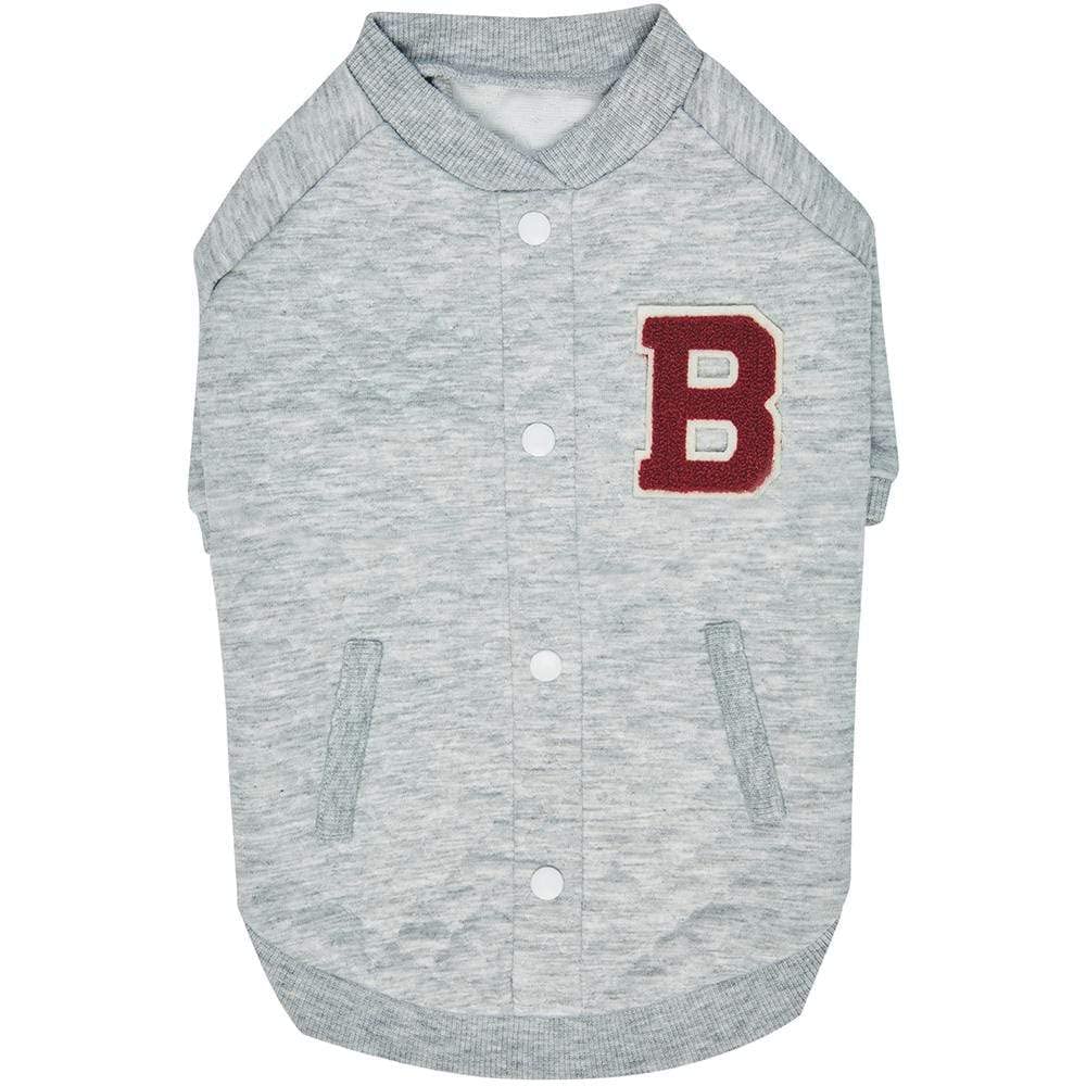 Blueberry Pet 2019 New Soft & Comfy Baseball Fans Favorite Argyle Jacquard Pullover Dog Sweatshirt in Grey, Back Length 56cm, Pack of 1 Jacket for Dogs