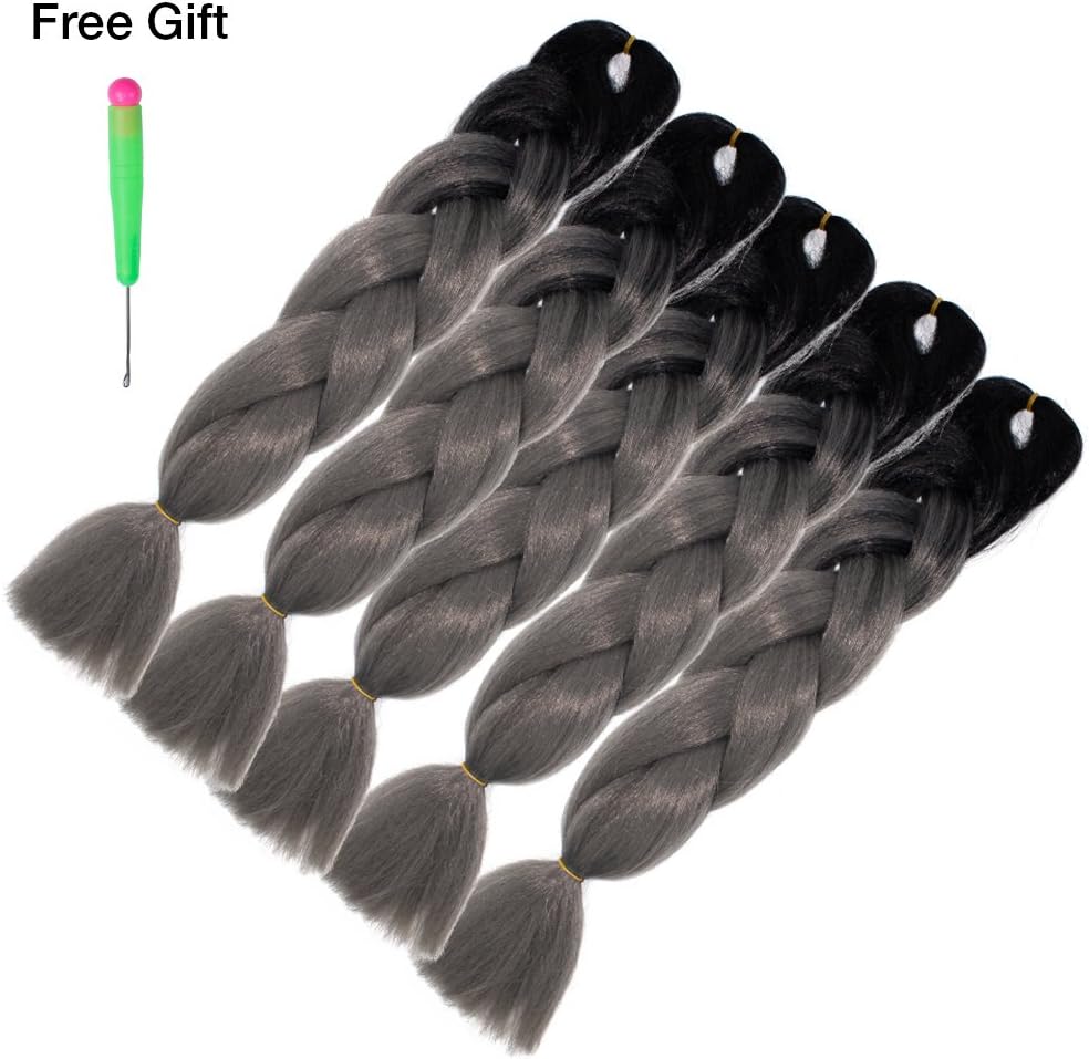 Wendy Hair Ombre Braiding Hair Extension Synthetic Kanekalon Jumbo Box Braids Rainbow Crochet Braiding Hair Bundles 5Pcs/lot With Free Gift