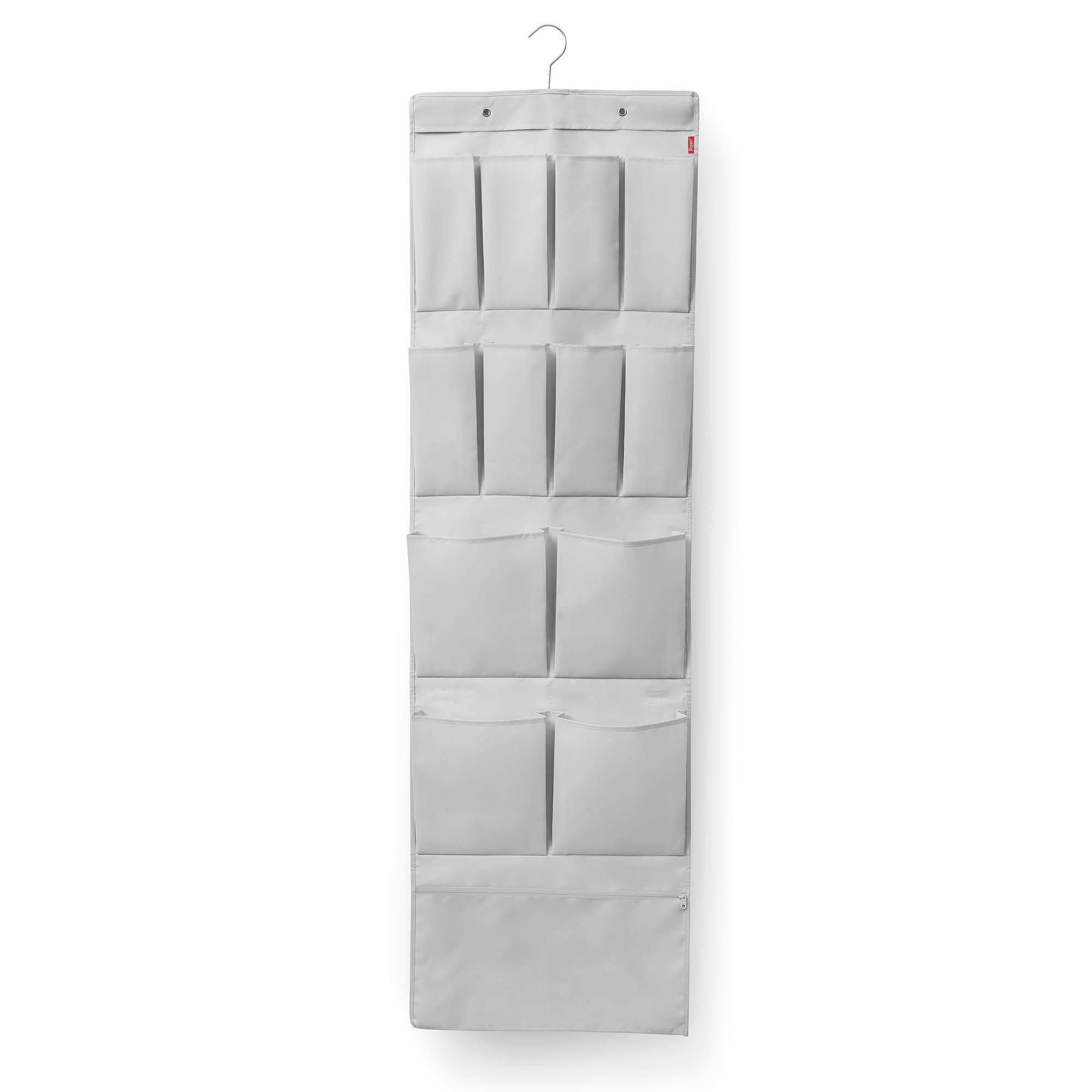 Rayen - Multi-Purpose Door Rack. Over-Door Organiser with Hooks, Ideal For Shoes, Bags or Handkerchiefs. 45 x 120-150 cm. Light Grey