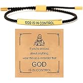 BTZY God is in Control Tube Bracelet,Dont Let The Hard Days Win Handmade Braided Adjustable Inspirational Bracelets, Stainless Steel Let Him Comfort Tube Bracelet for Women