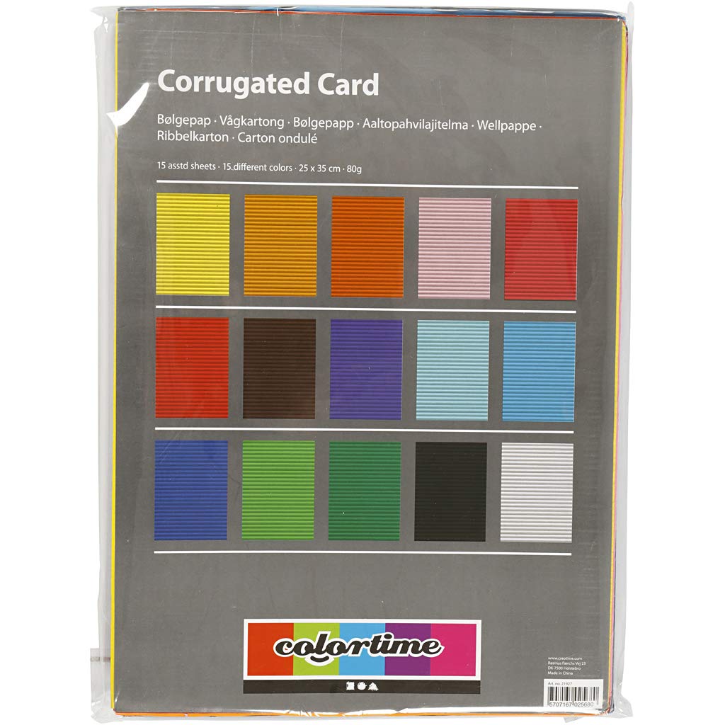 Creativ 21927 Corrugated Card, sheet 25x35 cm, 80 cm, 15 asstd colors sheets, 25 centimeters x 35 centimeters - Image 3