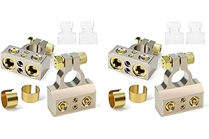 Cjuahsvior 2X Battery Terminals, 0/4/8/10 Gauge Battery Terminal Connectors with Shims and Covers, Car Battery Cable Ends