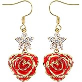 Gold-Plated Rose Earrings for Women,Fashion Rose Earrings Best Gift for Wife Mother on Valentines Day Anniversary Birthday