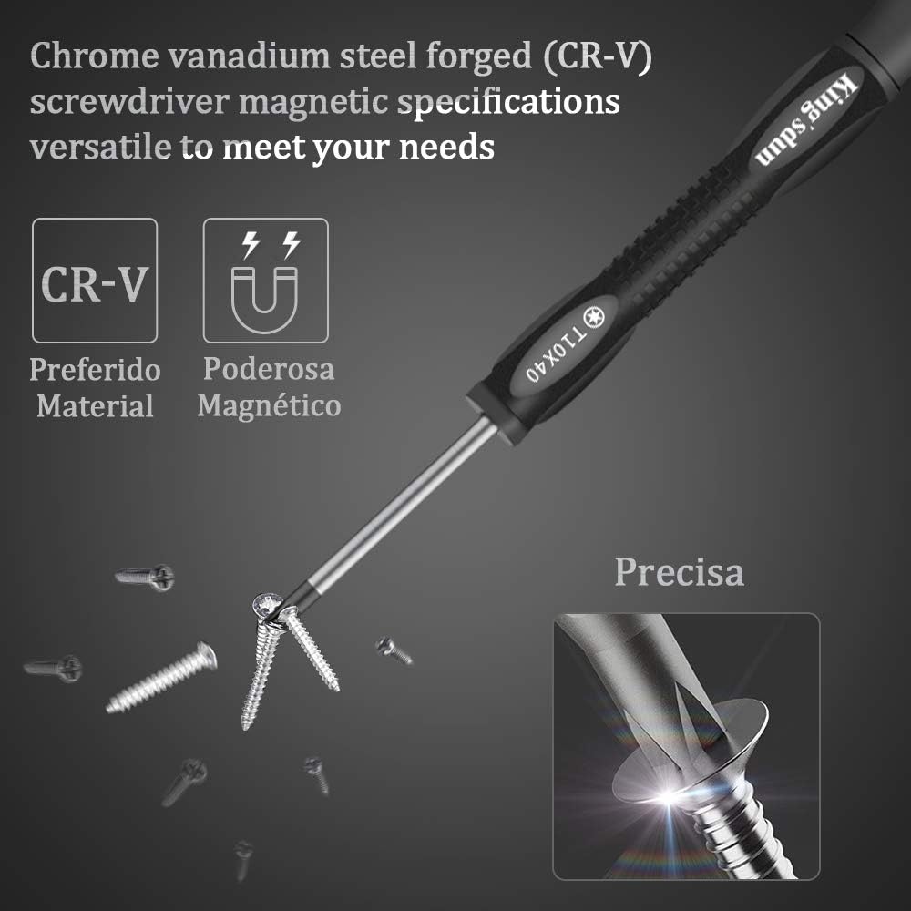 Kingsdun 12 in 1 Torx Screwdriver Sets with T3 T4 T5 T6 T7 T8 T10 Magnetic Screwdrivers Precision Torx Repair Kit, ESD Tweezers & Philip Slotted Magnetic Screwdrivers for Phone/Mac/Computer/Xbox/PS4: Industrial & Scientific