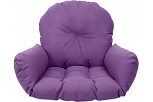 Egg Chair Cushion Replacement, Thick & Plush Hanging Chair Cushion with Ergonomic Support, Oversized Cotton Linen Pad for Ind