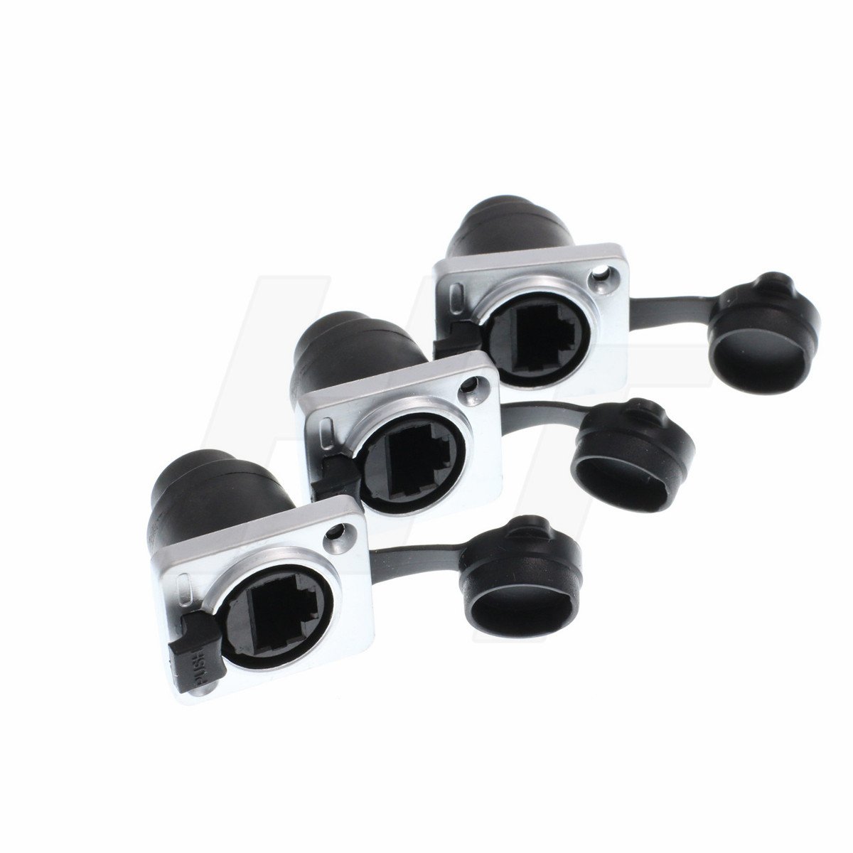 HT RJ45 Socket Ethernet Panel Mount Shielded Waterproof Female Connector Feed-through Chassis Receptacle, 3pcs