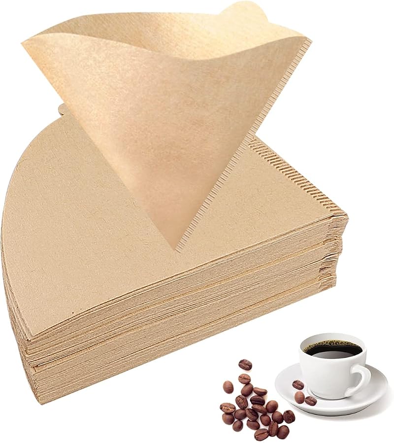 FUYOAL 100 PCS Coffee Filter Papers for V60 02 Cone 1-4 Cups Unbleached