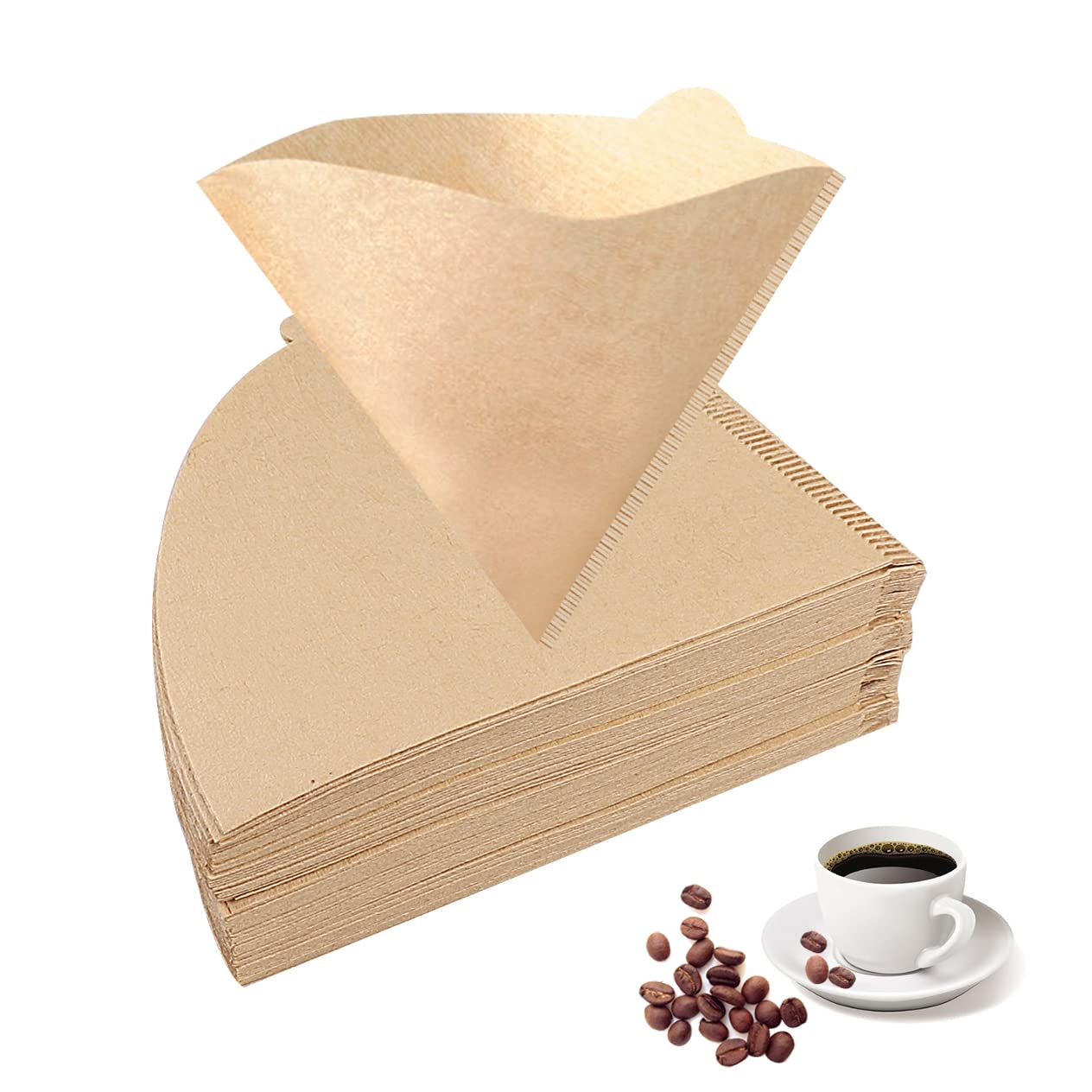 100 PCS Coffee Filter Papers, Paper Coffee Filters Compatible with V60 Size 02 Disposable Unbleached Cone Filter Paper for Pour Over and Drip Coffee Maker (1-4 Cups)