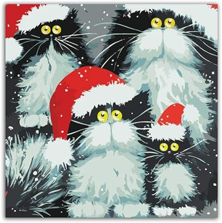 Wytcy Cadre En Bois Noel Chat Animaux Peinture Diy Numerique Peinture Par Numeros Moderne Mur Art Photo Pour La Maison Mur Oeuvre 40x50cm Amazon Fr Cuisine Maison