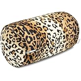 CARRIE HOME Leopard Microbead Neck Pillows Squishy Cylinder Bean Bag Pillow - 12x7 Inch Tiny Arm & Back Roll Pillow for Surgery, Travel, Airplane, Car - Support for Neck, Back, Arms, Legs and Knees