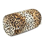 CARRIE HOME Leopard Microbead Neck Pillows Squishy Cylinder Bean Bag Pillow - 12x7 Inch Tiny Arm & Back Roll Pillow for Surgery, Travel, Airplane, Car - Support for Neck, Back, Arms, Legs and Knees