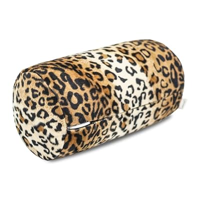 CARRIE HOME Leopard Microbead Neck Pillows Squishy Cylinder Bean Bag Pillow - 12x7 Inch Tiny Arm & Back Roll Pillow for Surgery, Travel, Airplane, Car - Support for Neck, Back, Arms, Legs and Knees