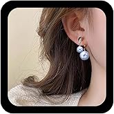 Andelaisi Boho Pearl Ear Jackets Earrings Gray Pearl Drop Earrings Vintage Pearls Front Back Earring Round Ball Double Side Earring for Women