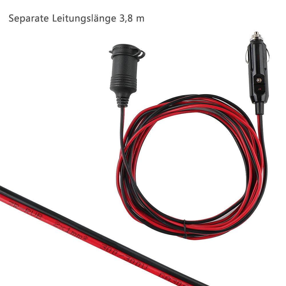 JTENG - Cable alargador para encendedor de coche (4 m, 12 V/24 V ...